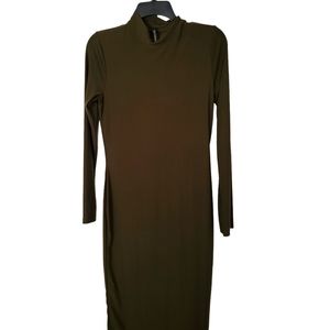 Turtleneck midi dress olive green